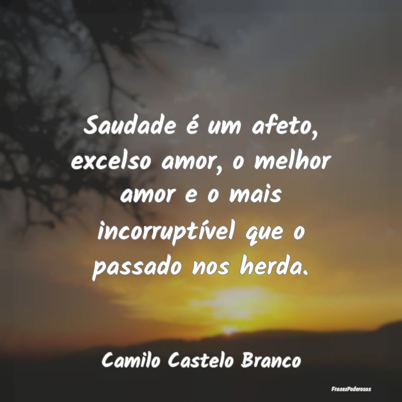 Saudade é um afeto, excelso amor, o melhor amor e...