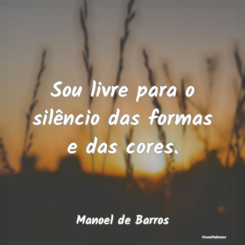 Sou livre para o silêncio das formas e das cores....