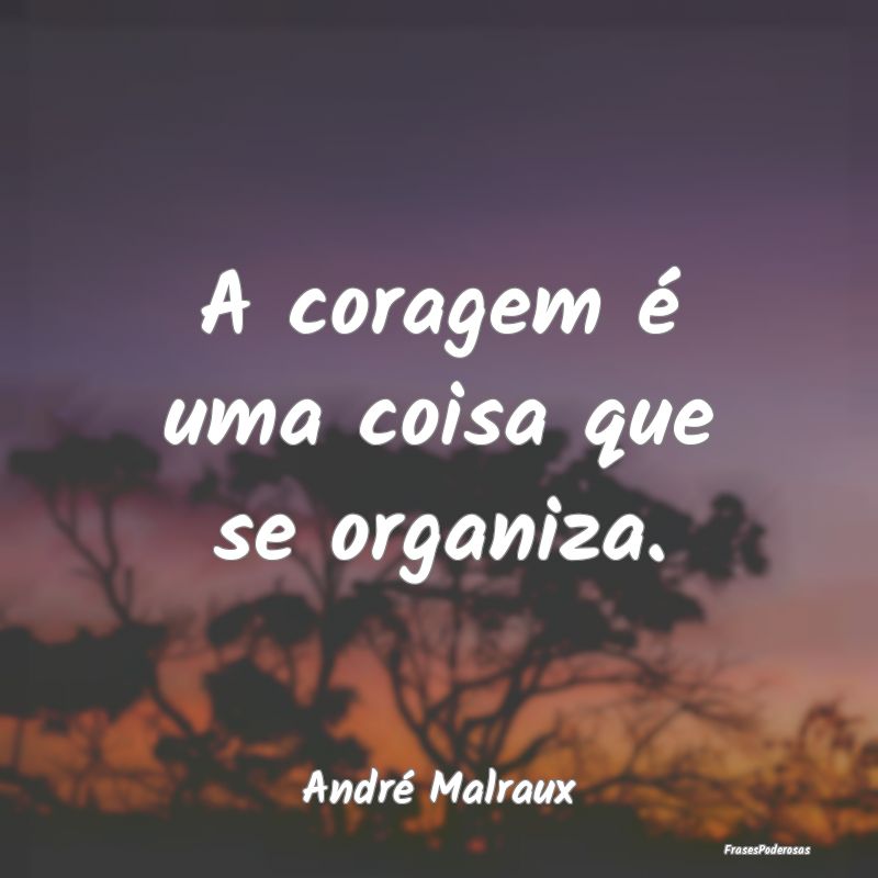 A coragem é uma coisa que se organiza....