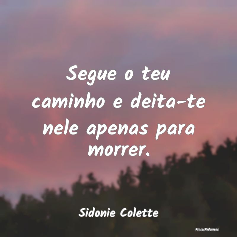 Segue o teu caminho e deita-te nele apenas para mo...