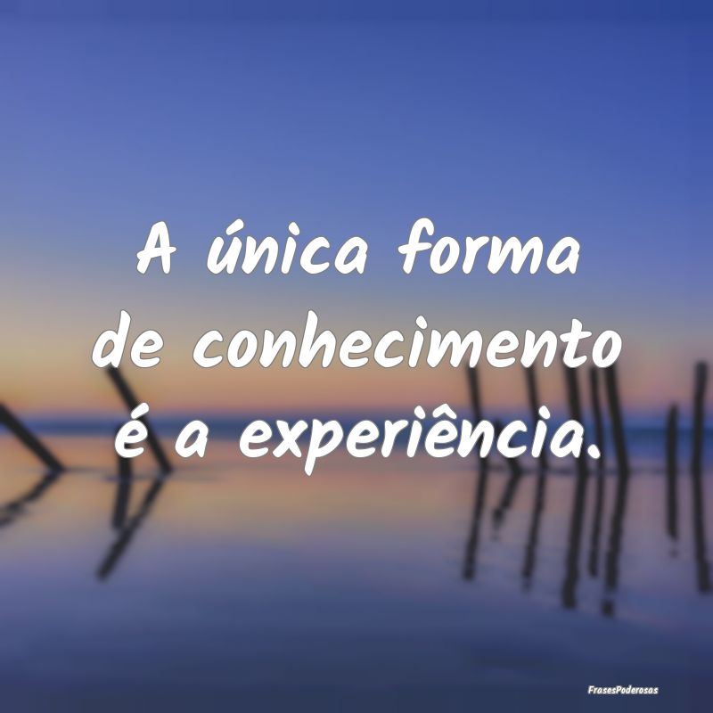 A única forma de conhecimento é a experiência.
...