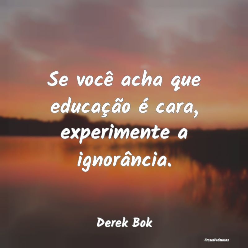 Se você acha que educação é cara, experimente ...