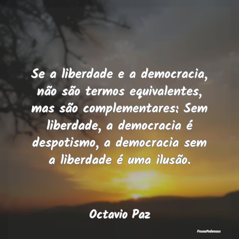 Se a liberdade e a democracia, não são termos eq...
