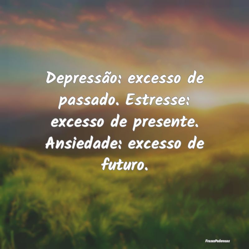 Depressão: excesso de passado. Estresse: excesso ...