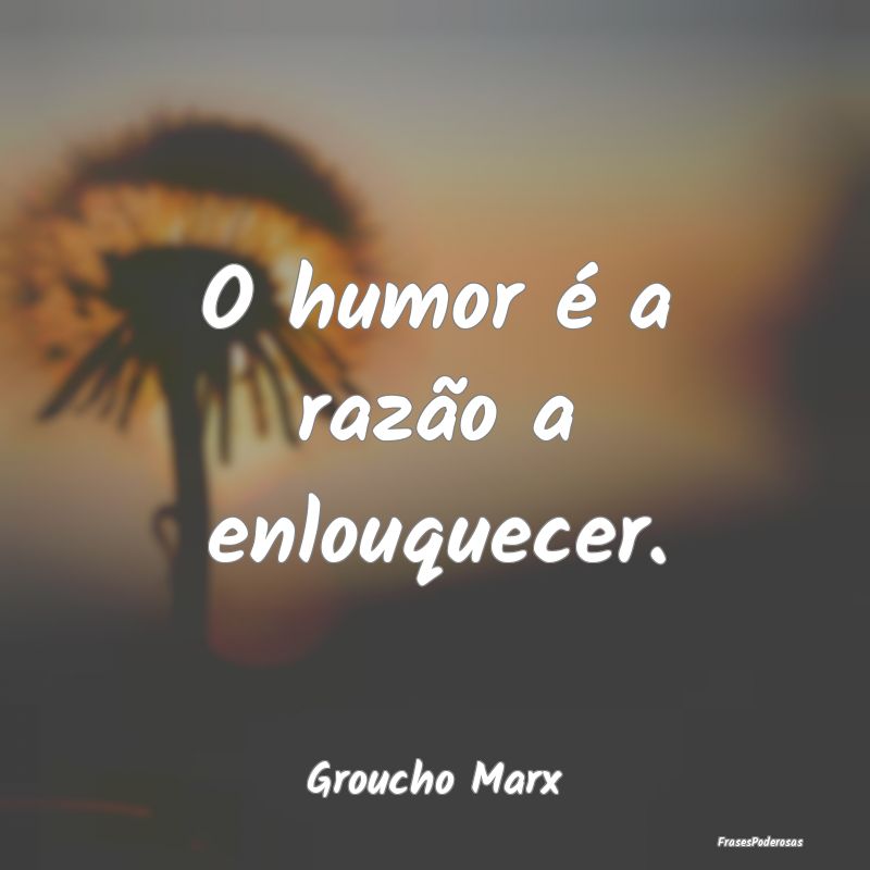 O humor é a razão a enlouquecer....