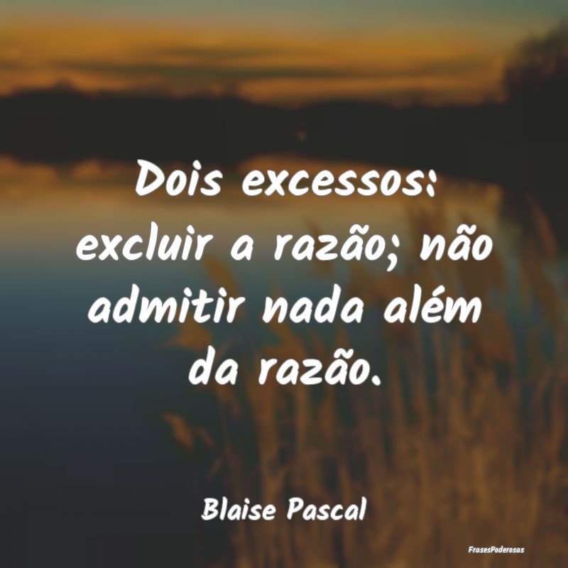 Dois excessos: excluir a razão; não admitir nada...