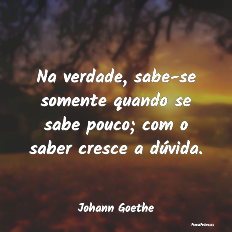 Na verdade, sabe-se somente quando se sabe pouco; ...