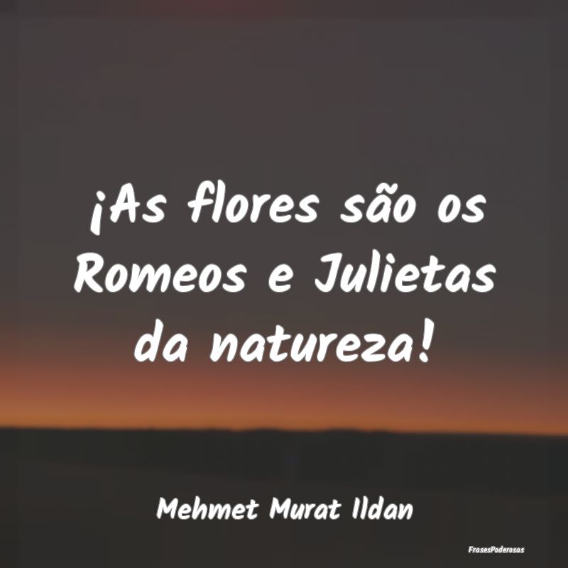 ¡As flores são os Romeos e Julietas da natureza!...