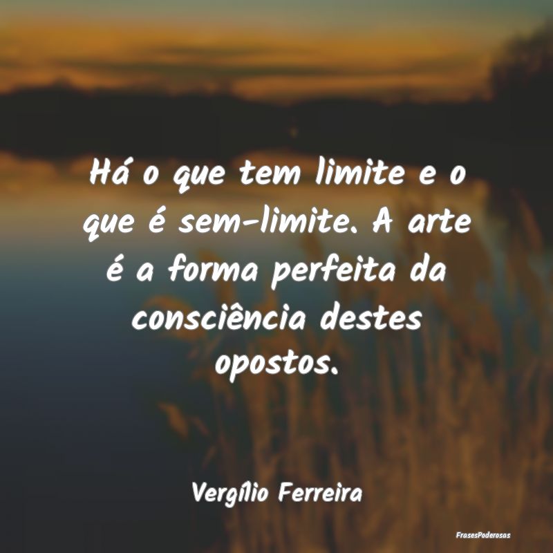 Há o que tem limite e o que é sem-limite. A arte...