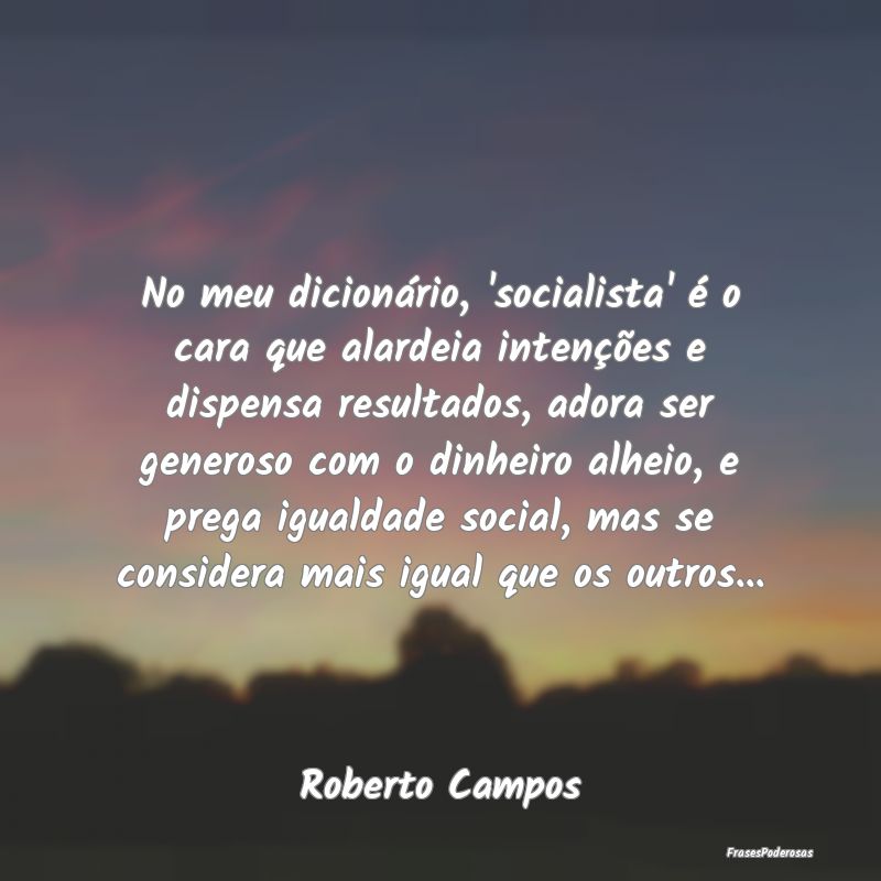 Frases de Igualdade - No meu dicionário, 'socialista' é o cara que ala...