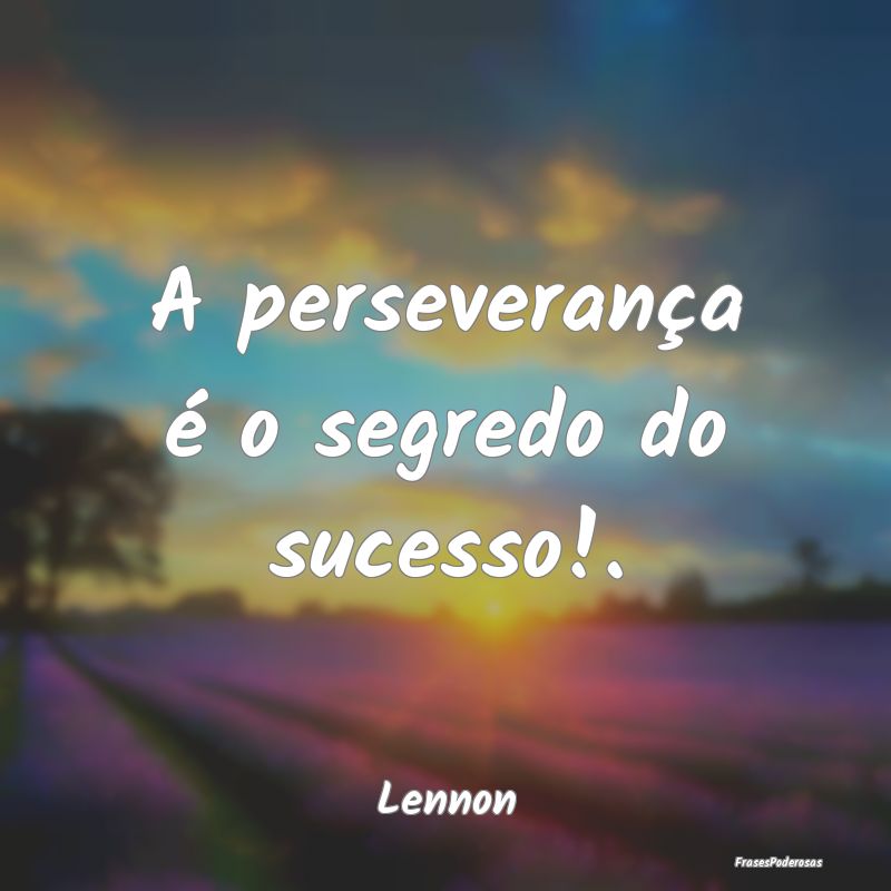A perseverança é o segredo do sucesso!....