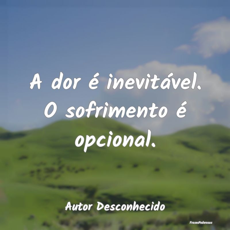 A dor é inevitável. O sofrimento é opcional....