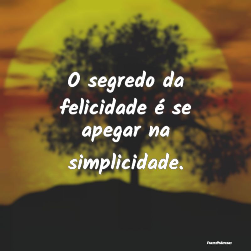 O segredo da felicidade é se apegar na simplicida...