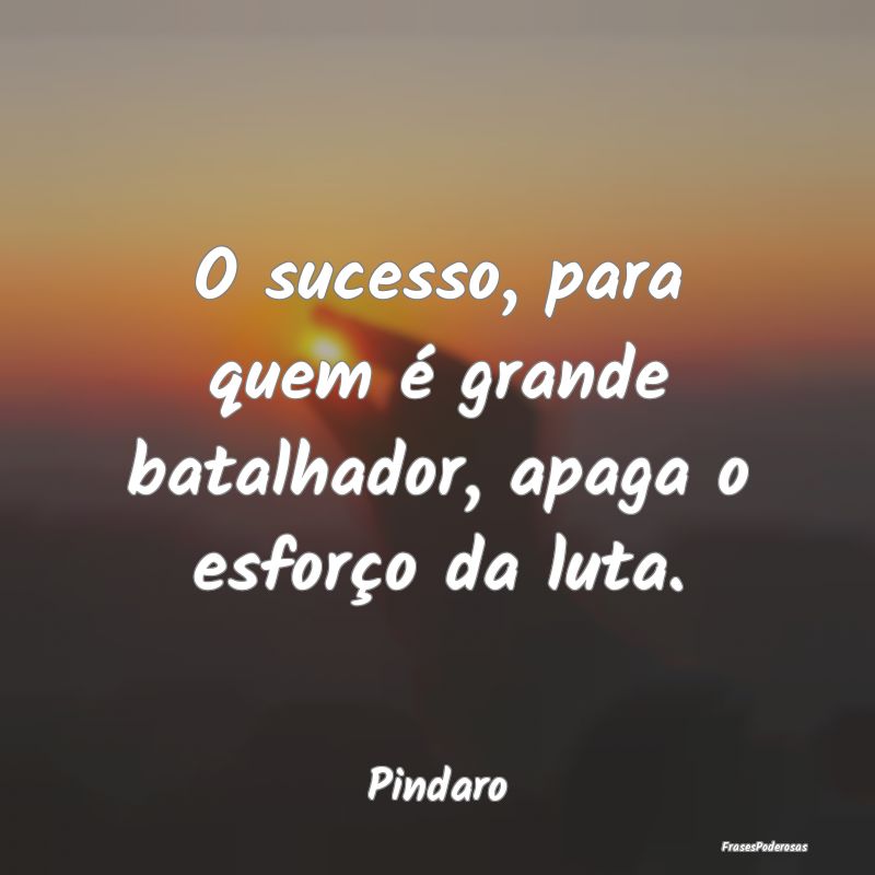 O sucesso, para quem é grande batalhador, apaga o...