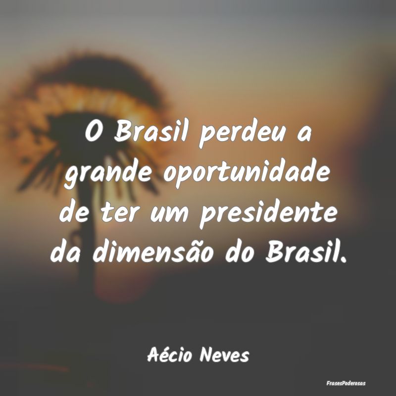 O Brasil perdeu a grande oportunidade de ter um pr...