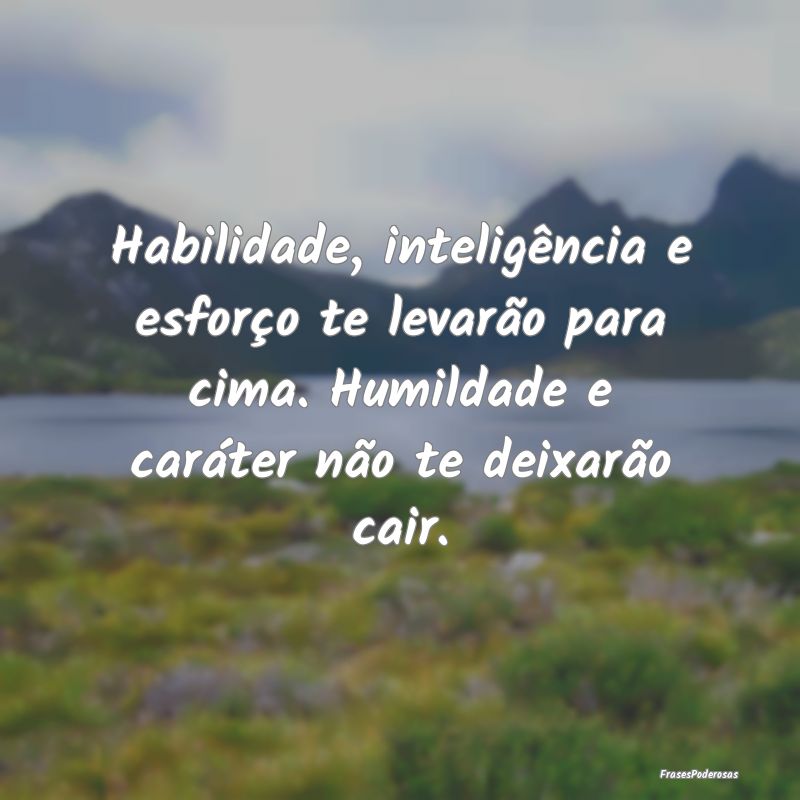 Habilidade, inteligência e esforço te levarão p...