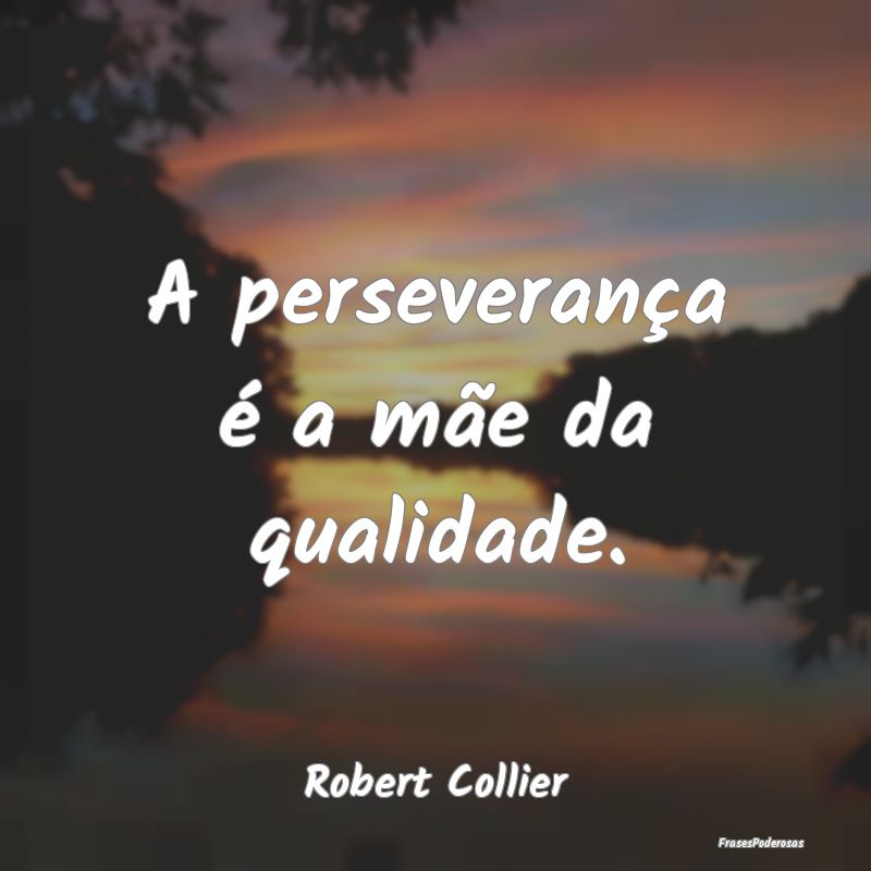 A perseverança é a mãe da qualidade....