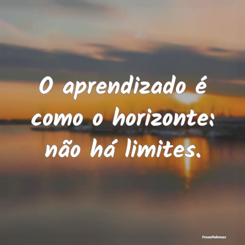 O aprendizado é como o horizonte: não há limite...