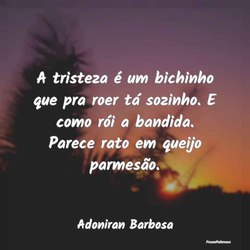 A tristeza é um bichinho que pra roer tá sozinho...