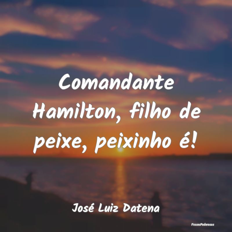 Comandante Hamilton, filho de peixe, peixinho é!...