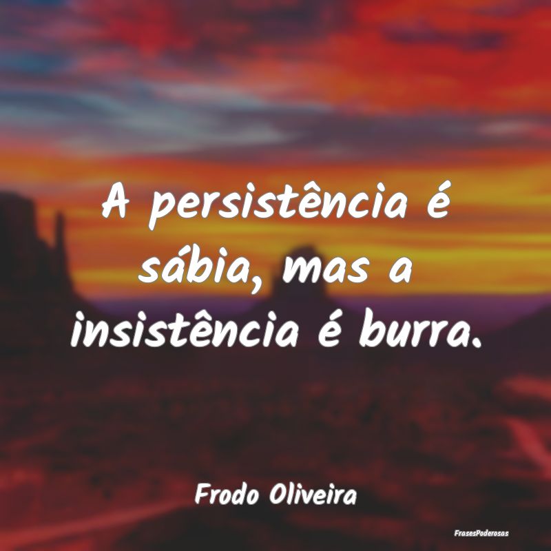 A persistência é sábia, mas a insistência é b...