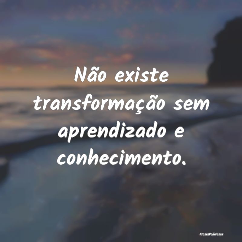 Não existe transformação sem aprendizado e conh...