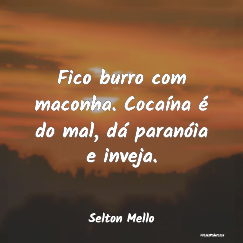 Fico burro com maconha. Cocaína é do mal, dá pa...