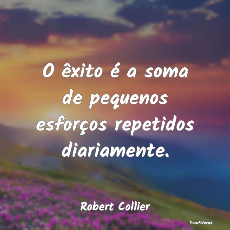 Frases de Perseverança - O êxito é a soma de pequenos esforços repetidos...